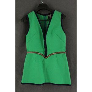 DANISH Clothing Bright Green DANICO MODEL Green Jumper 100% Wool Brocade Trim